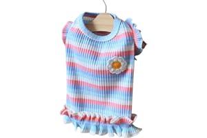 BIECWIAY Dog Rainbow Stripe Dress Dog Summer Dress Cat Dress Outfits Soft Breathable Dog Cotton Outfits and Dog Clothes for Small Medium Large X-Large XX-Large Dog Girls Puppy Lightweight Pet Dresses