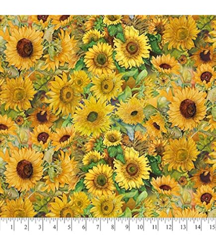 Monet Sunflowers Fabric - Chiffon Printed Fat Quarter For Sewing & Craft Projects