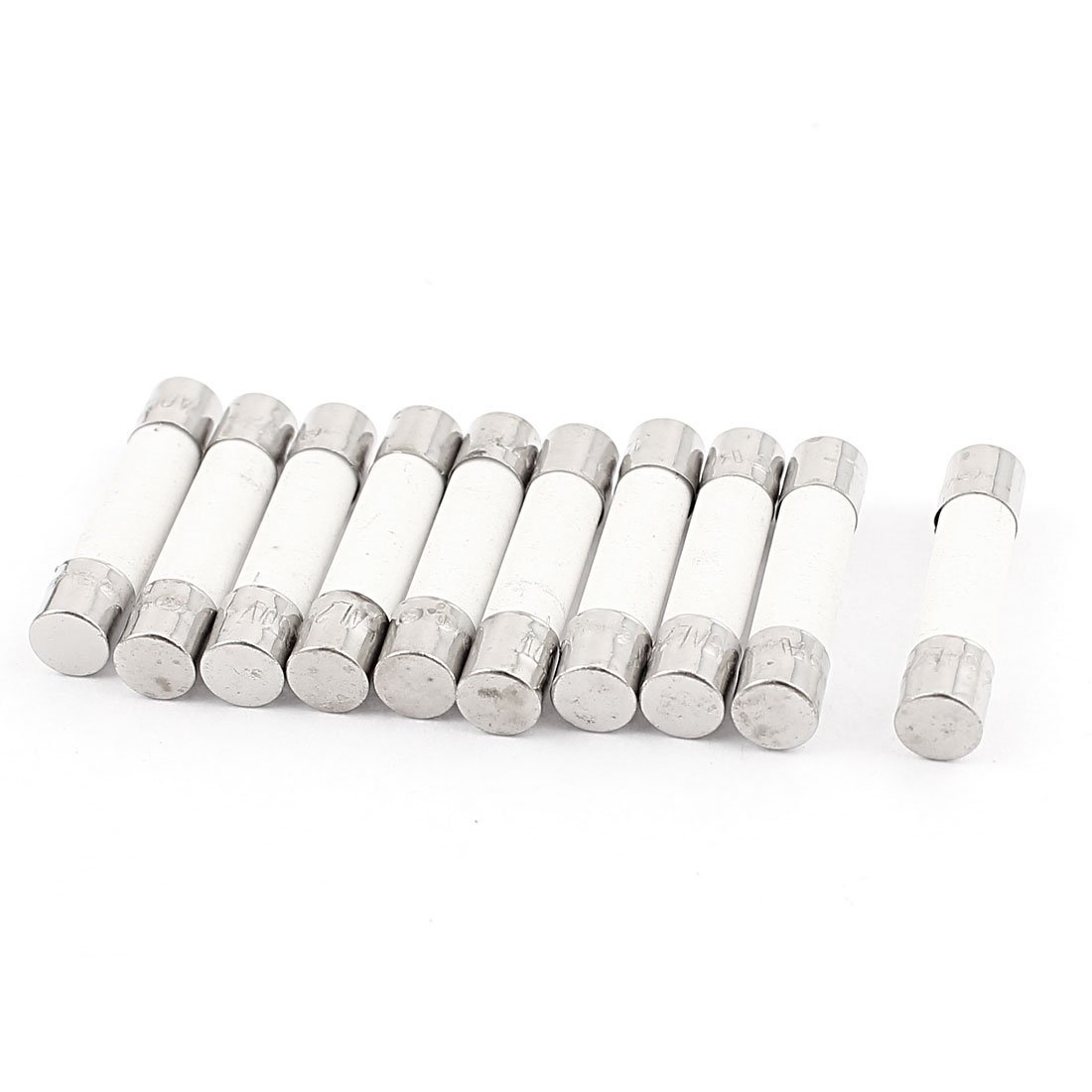 Sourcingmap Fusible Cylinder Cap Ceramic Tube Fuse Links 5 x 25mm 250V 2.5A 10 PCS