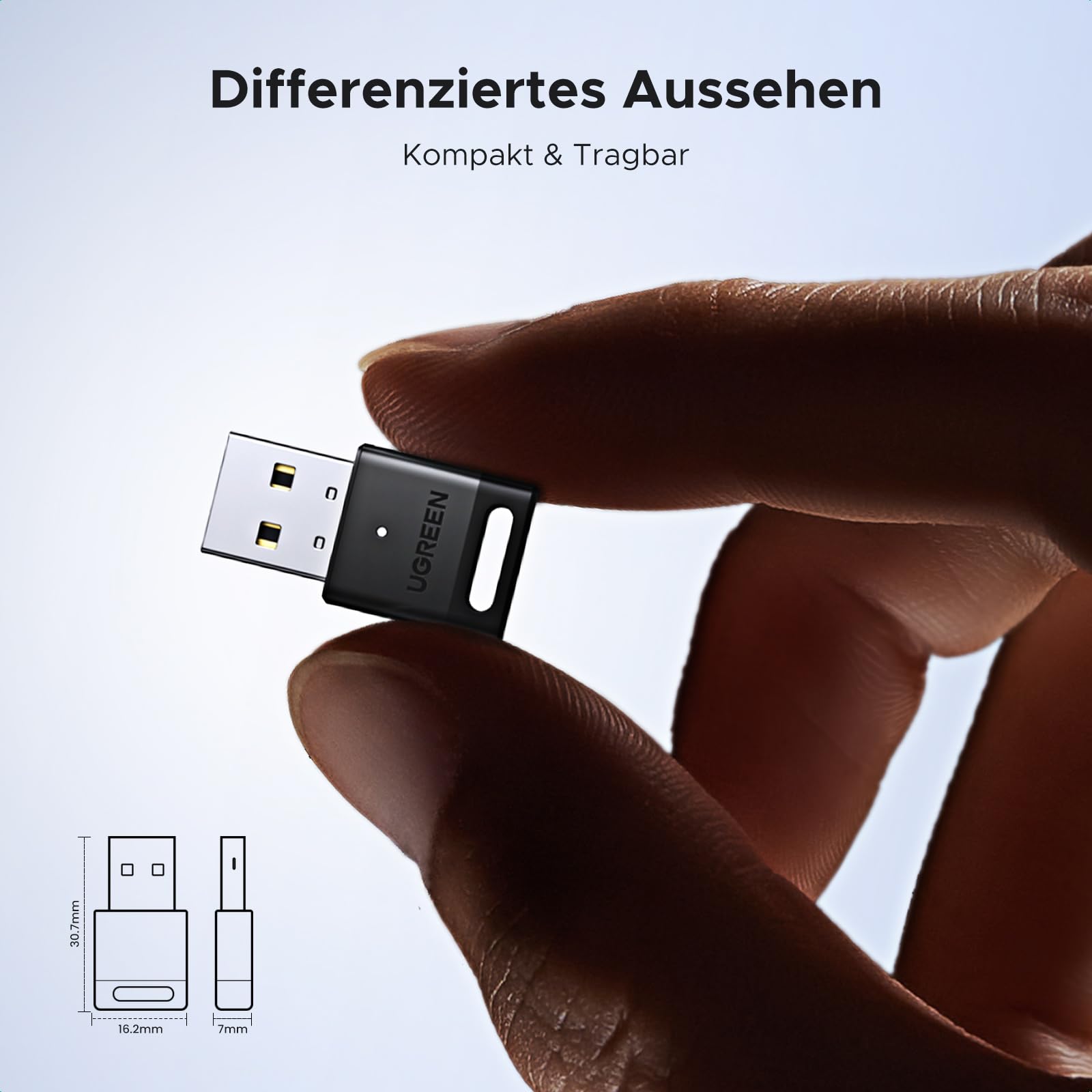UGREEN Adapter Bluetooth 5.4 Dongle für PC, USB Bluetooth Stick für Maus, Tastatur, Kopfhörer, Handy, Controller, für Windows 11/10/8.1 7
