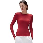 SUUKSESS Cloud Cashmere Women Crew Neck Fitted Long Sleeve Shirt Basic Knit Tops