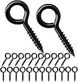 Qrity Pack of 20 Eye Screws 20 mm Ring Screw Hooks Black Q Type