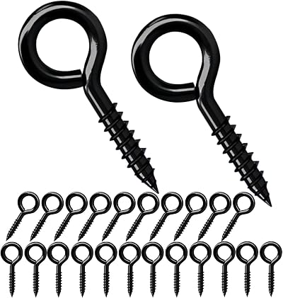 Qrity Pack of 20 Eye Screws 20 mm Ring Screw Hooks Black Q Type