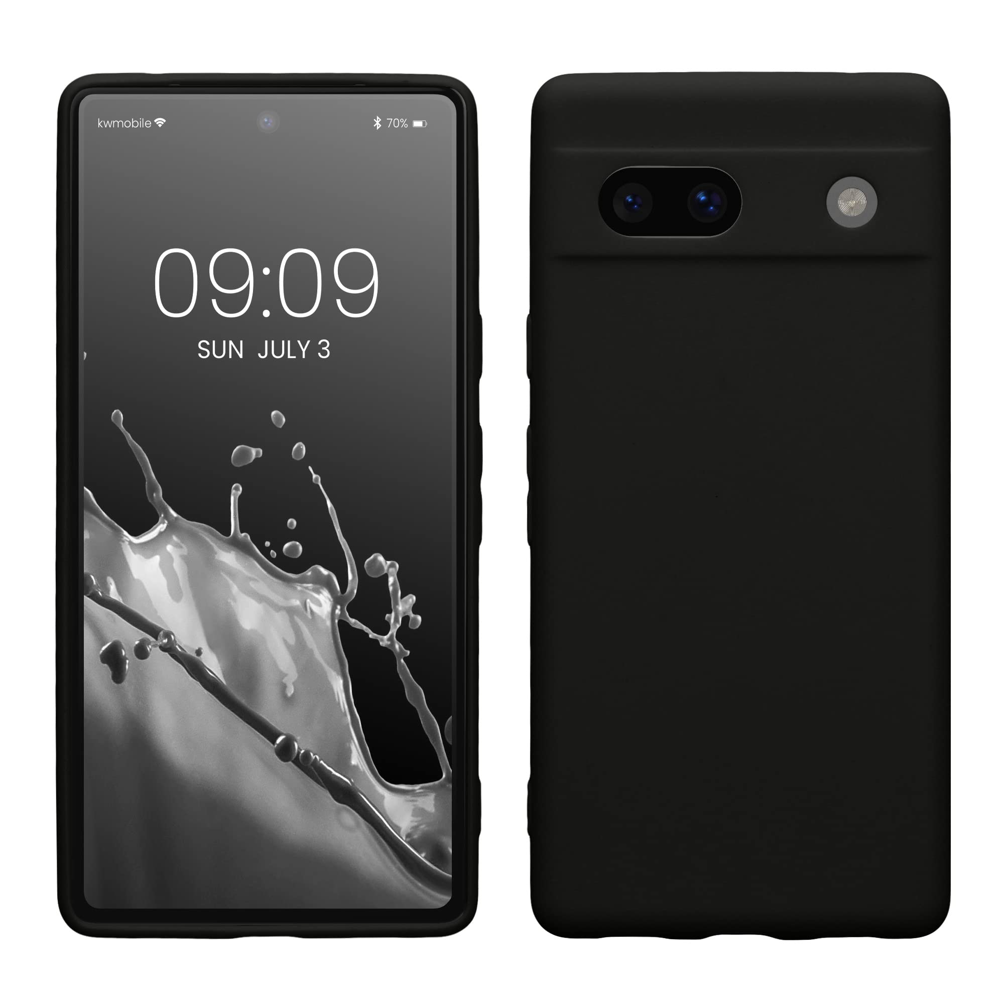 kwmobile Case for Google Pixel 7a Case - Protective Slim TPU Phone Cover - Soft Matte Finish - Black Matte — image 1