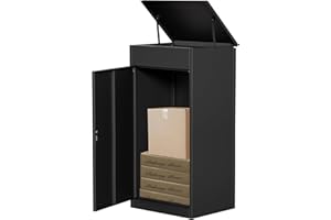 LAYIQDC Package Delivery Boxes for outside,Oversized 19.7 * 16.1 * 41.3 inches Delivery Box for Packages with Coded Lock,Large Space, Waterproof,Cold-Rolled Steel Drop Box for Porch, Curbside (Large)