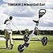 TOMSHOO Golf Cart Foldable 3 Wheels Push Cart Aluminum Pull Cart Trolley with Footbrake System Beverage Holder