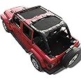 Shadeidea Sun Shade Top for Jeep Wrangler Sunshade JL Unlimited 4 Door, Front and Rear 2 piece - Mesh Screen Sunshade JLU, 2018-2023 Top Soft Roof UV Blocker with Grab Bag - 10 Year Warranty (Black)