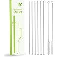 LEPCY 12 inch Reusable Straws for Stanley & Simple Modern 40 OZ Tumbler. 6 Plastic Replacement Straws + 2 Cleaning Brush. Clear and BPA Free, Protective Brush Handle Protects Your Finger