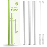 LEPCY 12 inch Reusable Straws for Stanley & Simple Modern 40 OZ Tumbler. 6 Plastic Replacement Straws + 2 Cleaning Brush. Clear and BPA Free, Protective Brush Handle Protects Your Finger