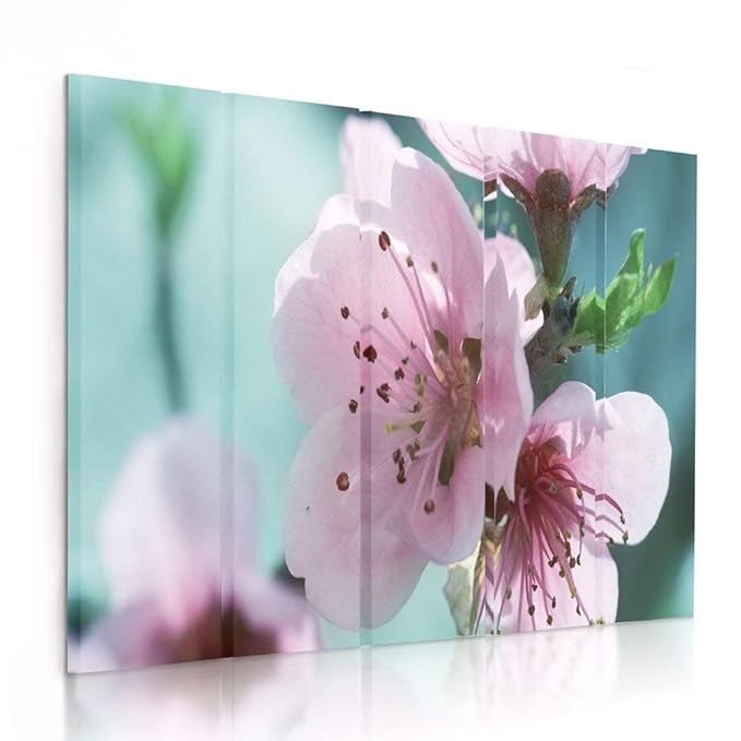 Feeby Frames Cerisier Rose Gris Type A Tableau Deco Pentaptyque Tableau Imprime Sur Toile Tableau Multi Panneau 5 Parties 150x100 Cm Tableau Imprime Xxl
