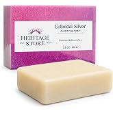 Heritage Store Colloidal Silver Soap Bar, Gentle Face &amp; Body Wash, 3.5 oz | Colloidal silver soap bar for face and body cleansing; unscented, moisturizing, and ideal for everyday use.