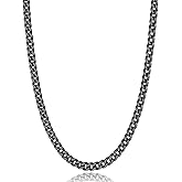 Jewlpire Silver/Black/Gold Chain for Men, Cuban Link Chain Necklace for Men Women, 4mm/6mm Mens Necklace 18K Gold Plated/316L Stainless Steel Mens Chains Necklaces 18/20/22/24/26 Inch