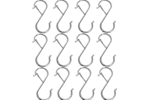 12PCS Heavy Duty S Hooks, Hangers Hooks, S Shaped Hanging Hooks for Outdoor Indoor, Lights, Kitchenware, Hanging Hooks (Silve