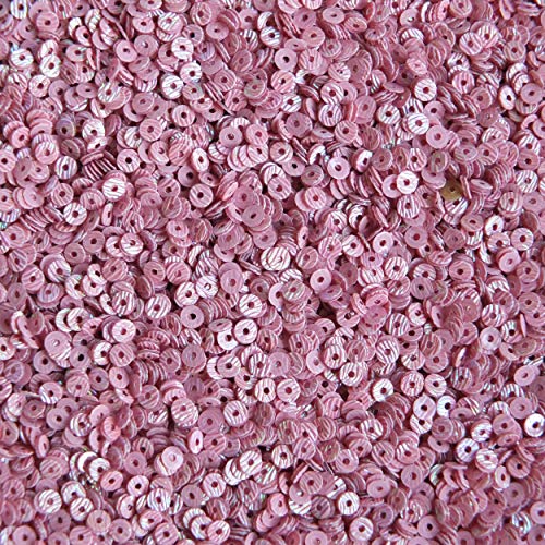 3mm Sequins Flat Round Rose Pink Iris Embossed Swirl Texture. Made in USA