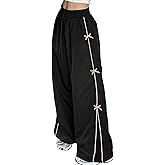 GAMISS Women's Bow Wide Leg Sweatpants Elastic Waist Casual Baggy Pants Army Green XL