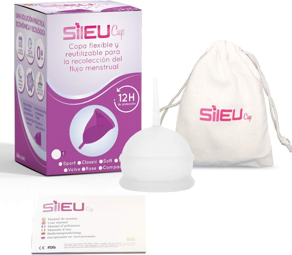 Sileu Menstrual Cup Bell - Normal & Heavy Flow - Soft Beginner Cup - Economical Feminine Alternative Protection for Sanitary Napkins - Size S, Transparent