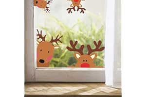 TOARTi Reindeer Window Decals, Adorable Wall Stickers for Nursery Car Decor, Lovely Christmas Home Decorations, 10 Count