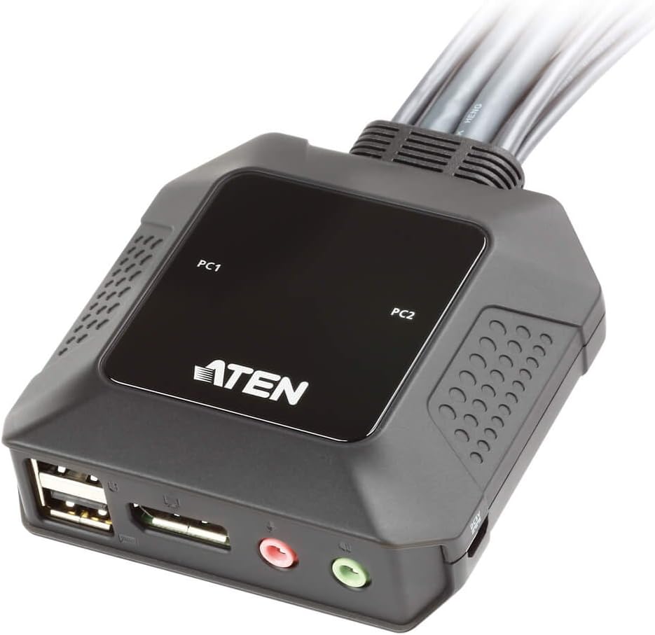 USB DisplayPort Cable KVM Switch with Remote Selector 2-Port ATEN CS22DP, up to 4096 x 2160 @ 30Hz, supports Windows, Mac - Image 3