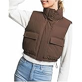 Love Tree Women's Juniors Cropped Faux Leather Puffer Cargo Vest