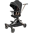 Lightweight Folding Stroller Wagon for Baby & Toddler Travel, 360° Reversible Seat, Adjustable Canopy with Storage Basket, Airplane-Friendly Compact Umbrella Stroller,Glory Black