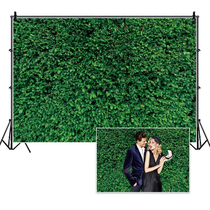 Renaiss 9x6ft Photo Backdrop Grass Wall Backdrop Green Leaves Photography Background Wedding Birthday Party Decoration Baby Shower Newborn Cake Table Banner Vinyl Photo Studio Props