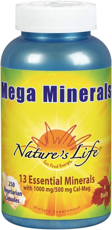 Nature’s Life Mega Minerals Complex | Complete Multi Mineral + Vitamin D Supplement | 250 Vegetarian Capsules: Health & Personal Care