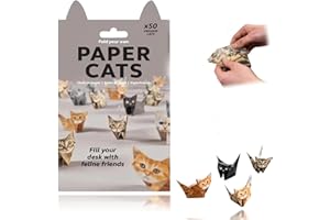 BOBKNOW DIY Paper Cats, 50PCS Cat Origami, Cute Cat Origami Set, Cute Desktop Animal Ornaments Easy to Fold and Install for Fun Handmade Gifts for Kids & Cat Lovers (With instruction Manual)