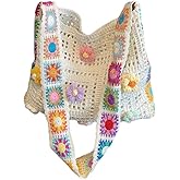 Crochet Knit Boho Shoulder Bag for women, Hollow Out Embroidery Crossbody Bag Tote Handbag for travel,beach,work