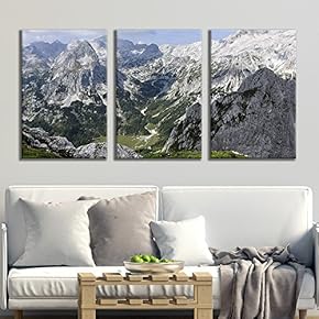 3 Panel Canvas Wall Art - Majestic Natural Landscape Triptych Canvas Series - Summer Summits - Giclee Print Gallery Wrap Modern Home Art Ready to Hang - 16"x24" x 3 Panels