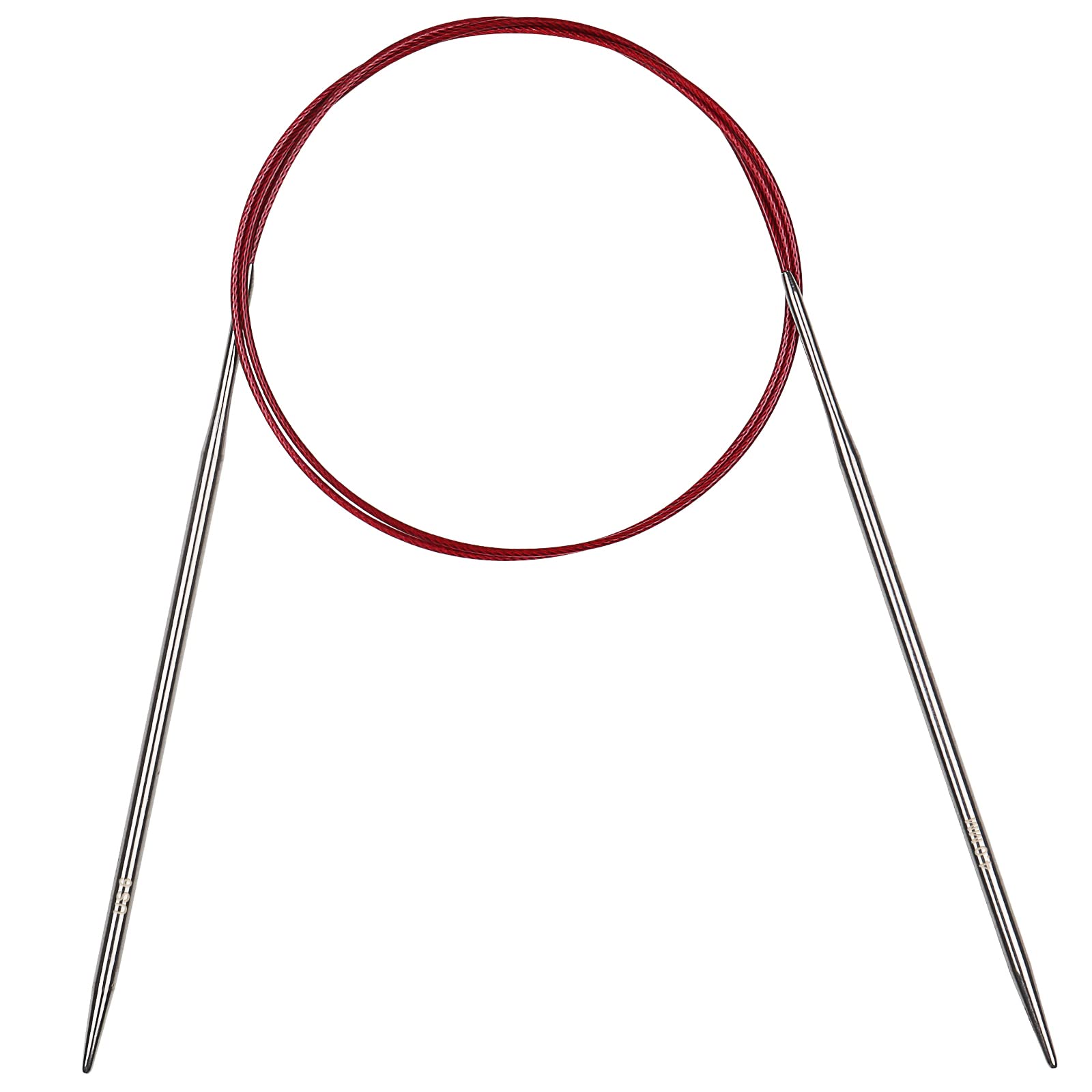 Aeelike 4mm Circular Knitting Needles 100cm, Metal Circular Needles with Flexible Cable, Fixed Stainless Steel Knitting Pins, Long Round Knitting Needles for Blankets Large Projects, Size US 6