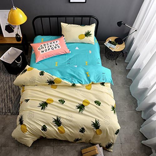 Hxiang 3 Piece Duvet Cover Set with 2 Pillow Shams - 800 Thread Count Luxurious&Extremely Durable Premium Bedding Pineapple Bedding Collection - -1 Duvet Cover+2 Pillowcases (Queen, Yellow)