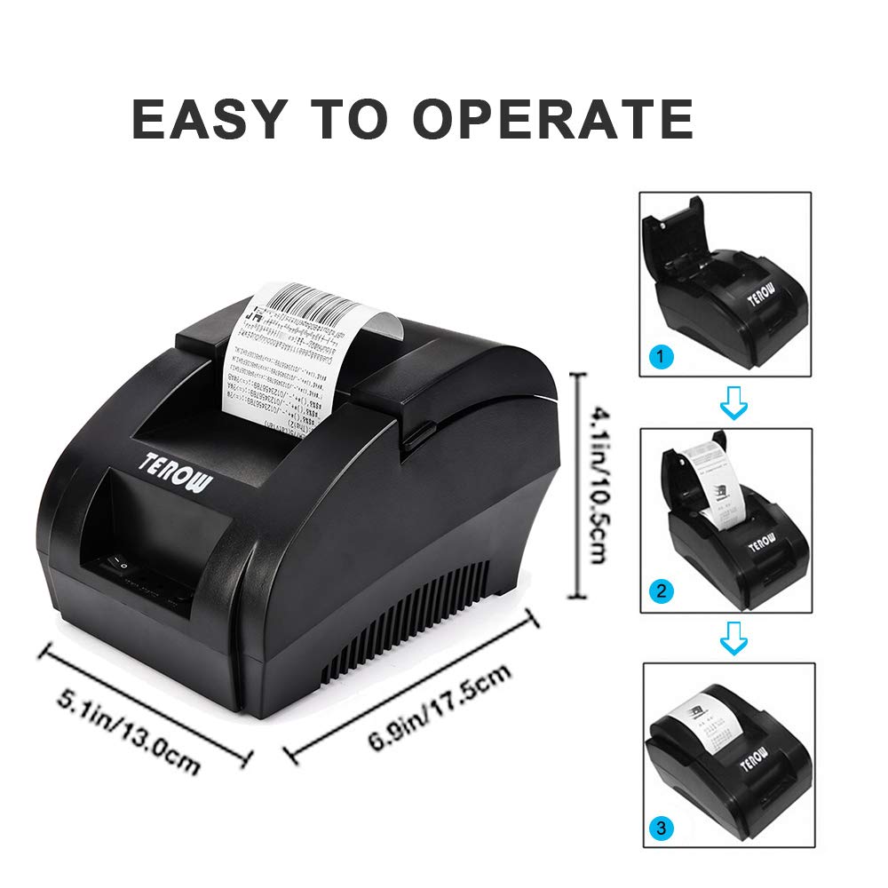 TEROW T5890K USB Thermal Receipt Printer 58mm Mini Small Portable Label