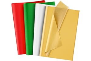 NEBURORA 100 Sheets Christmas Tissue Paper Red Green White Golden Gift Wrapping Tissue Paper for Holiday Gift Crafts Bags and