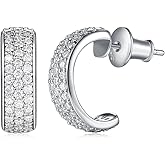 Moissanite 10mm/12mm/15mm Small Huggie Hoop Earrings for Women Men, Really Authentic Solid 925 Sterling Silver Hypoallergenic, Minimalist Jewelry