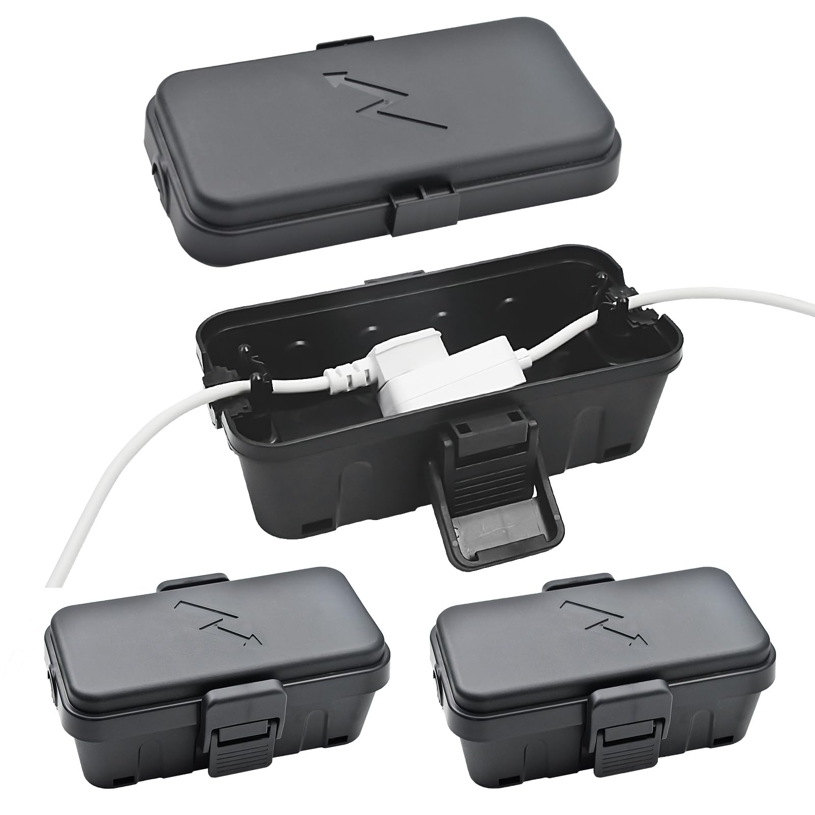 Photo 1 of Hrensaw 3PCS Small Weatherproof Electrical Connection Box(Inner 5.5x3x2.2inch),Outdoor Electrical Box,Waterproof Extension Cord Covers for Plug, Extension Cables, Holiday Lights,Black