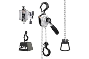 VEVOR Manual Lever Chain Hoist, 1/4T 550LBS Capacity Heavy Duty Come Along, 10FT Lift G80 Alloy Steel Chain with Dual Pawl Me