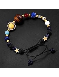 YEYULIN Pulsera hecha a mano con sistema solar Galaxy Universo Ocho Planetas Estrella de piedras naturales pulseras pulseras