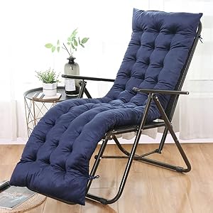 TCZ1557 Indoor/Outdoor Tufted Chaise Lounge Cushion,Seasonal Weather Replacement Cushions,Rocking Chair Cushion for Sofa Relaxer Dining Chairs,Blue,55x170cm(22x67in)