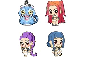 4PCS Dark Fantasy Demon Movie Hunters Themed Brooch Demon Hunters 3.5CM×2.8CM Butterfly Clasp Fastening Personalized Character-Inspired Accessory