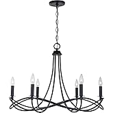Capital Lighting 431661MB Sonnet Waving Metal Frame Candle Chandelier, 6-Light 360 Total Watts, 22" H x 30" W, Matte Black