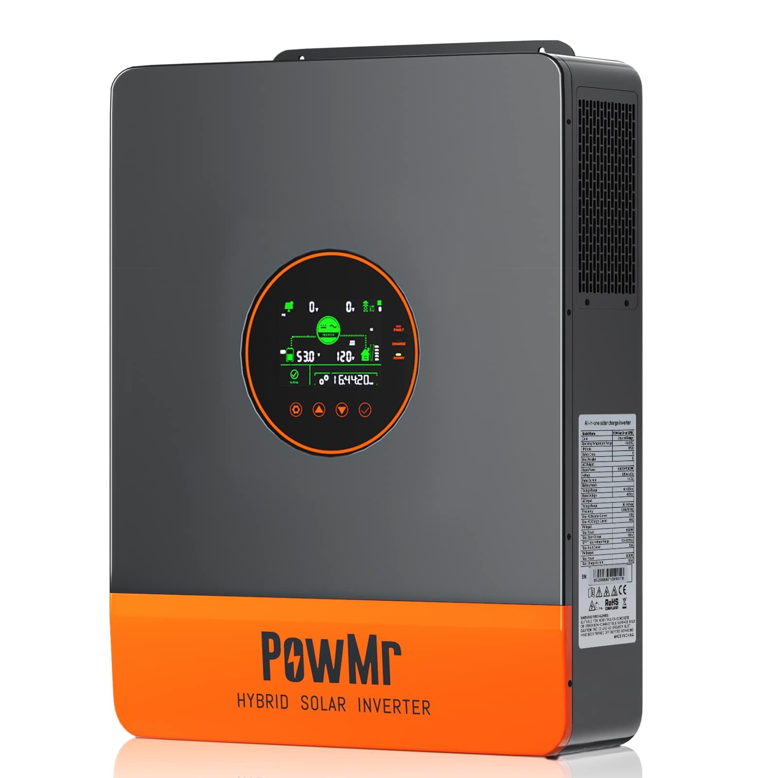 PowMr 5200W Hybrid Solar Inverter, 48V DC to