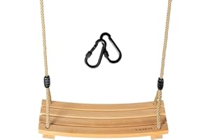 YAERSI Wooden Tree Swings Tree Swing for Adults Children Kid's Wood Swing Seat with Adjustable Rope 220lbs Load Wooden Swing Set for Indoor Outdoor