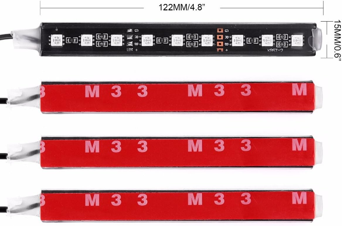 Car LED Strip Light, EJ's SUPER CAR 4pcs 36 LED Car Interior Lights Under Dash Lighting Waterproof Kit,Atmosphere Neon Lights Strip for Car,DC 12V(Pink): Automotive