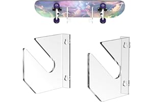 Luxinika Skateboard Wall Mount Display Racks, Clear Horizontal Skateboard Hanger Wall Mount for Snowboards, Longboards, Skateboard Storage (1-Tier)