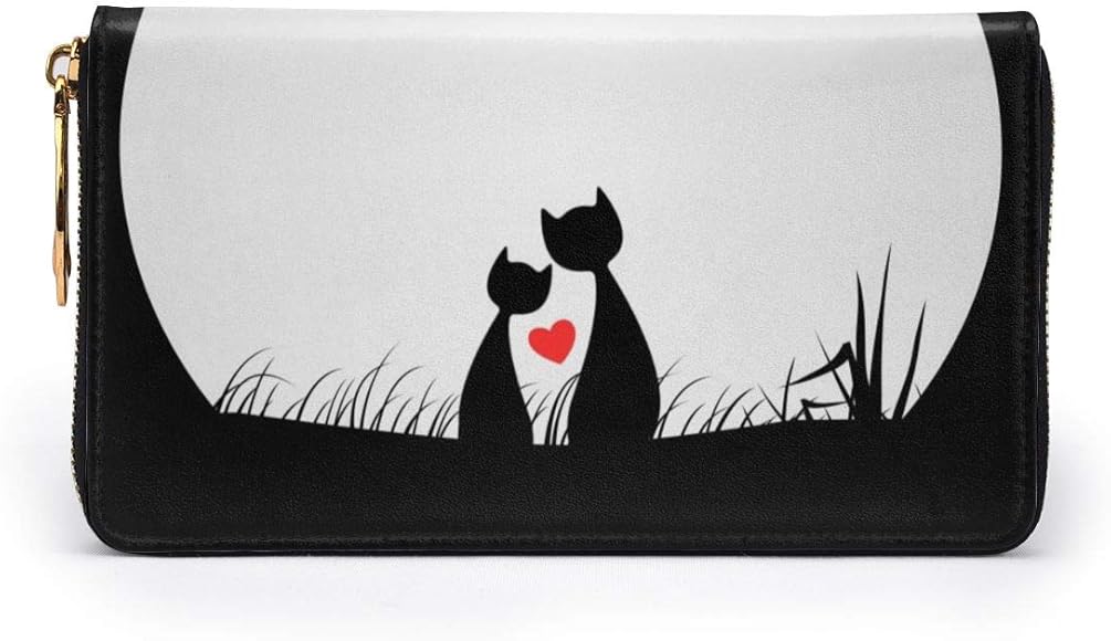 Amazon Co Jp Mikal ミカオ 長財布 おしゃれ 本革 大容量 レディース ウォレット 猫はシルエットが好きだ かわいい お札 薄い 12枚入れカード 財布 小銭入れ コインケース メンズ ファッション ファスナー プレゼント 人気 シューズ バッグ