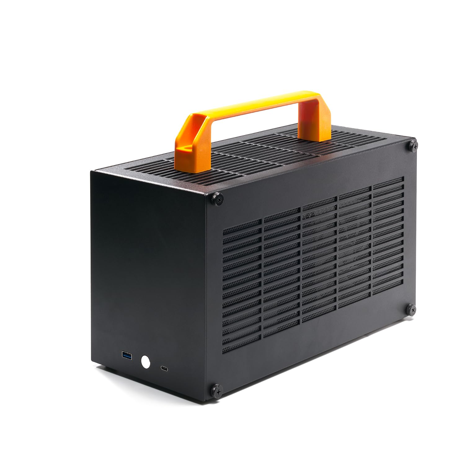 SGPC K49-BL Mini ITX Case - 8.3L Small Form Factor, Supports GPU up to 300mm, CPU Cooler up to 69mm, SFX PSU, USB 3.0 & Type-C Front I/O, Includes Acrylic Side Panel & Carrying Handles