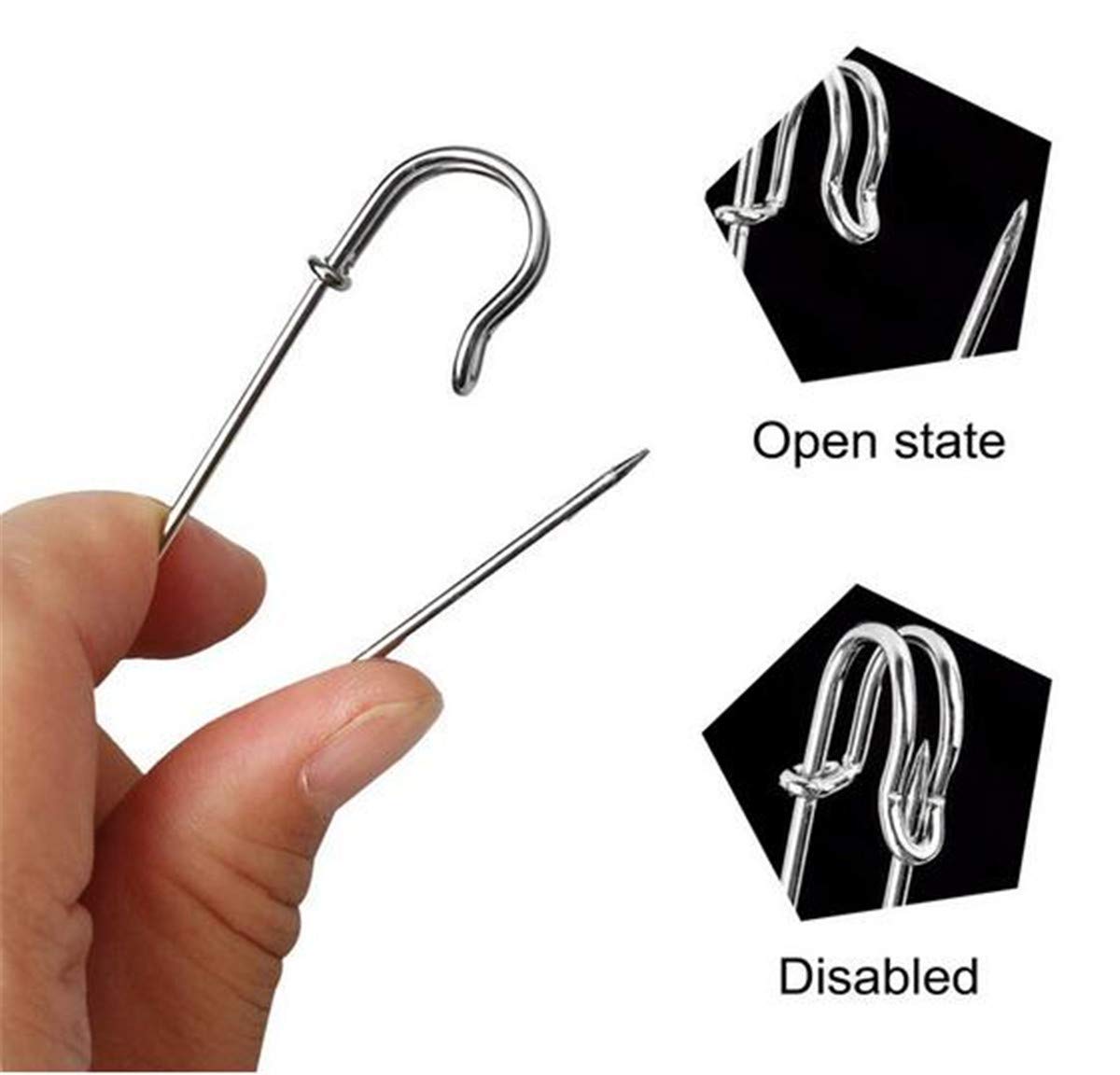 ReachTop Pack of 30 Large Safety Pins, 2.76