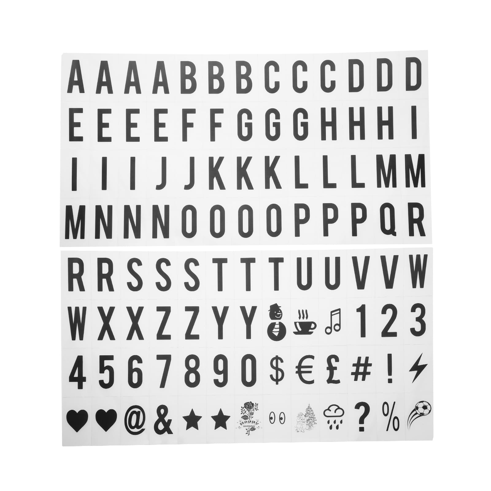 OTOTEC Cinematic Light up Sign Extra Letter Packs Cinema Style Apply to A4 Light box 104pcs Black Letters & Symbols