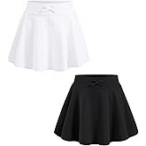 BOOPH 2 Pack Girls Skirts Athletic Uniform Skirts Toddlers Pleated Skorts with Pockets