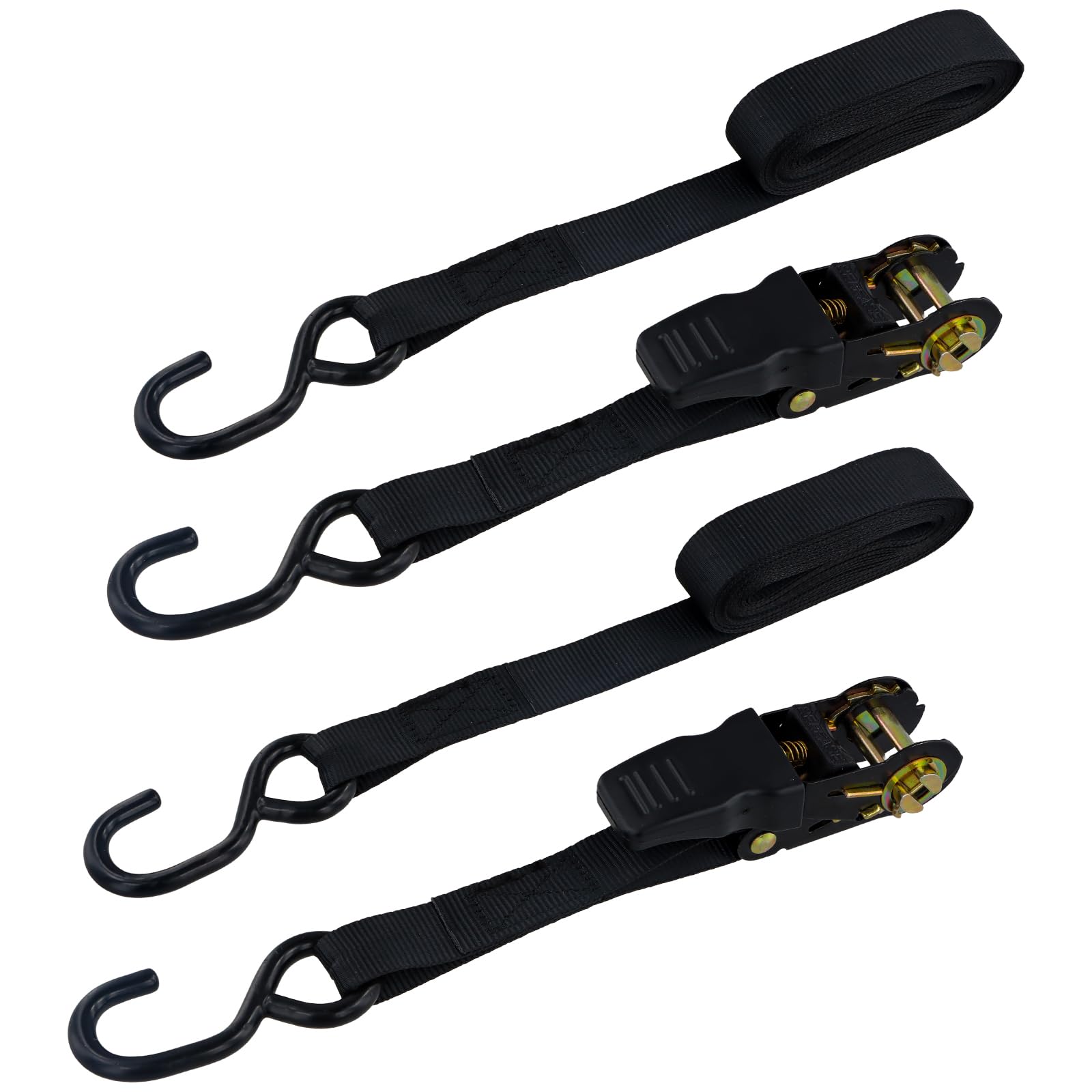 Naseom 2 Pcs Heavy Duty Ratchet Straps, 5M, Black, Universal Fit, Passenger Car Compatible